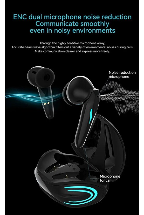 K68 BLUETOOTH KULAKLIK LED IŞIKLI HD TWS DOKUNMATİK OYUNCU KULAKLIĞI ENC GAME MODE GAMİNG HEADSET