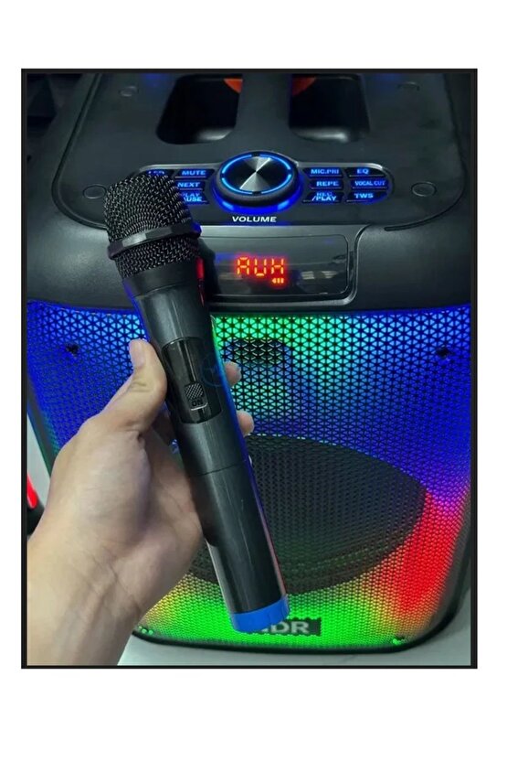 MİKROFONLU BLUETOOTH HOPARLÖR LED IŞIKLI TAŞINABİLİR ŞARJLI SES SİSTEMİ TF KART USB FM RADYO 1600W