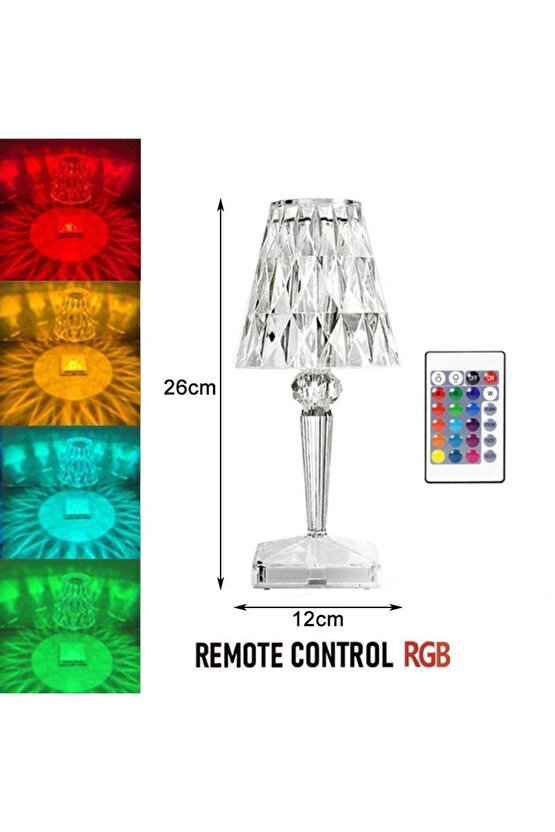 Lw-4 Şarjlı Abajur Kristal Elmas Masa Lambası Dokunmatik Romantik Akrilik Led Gece Lambası