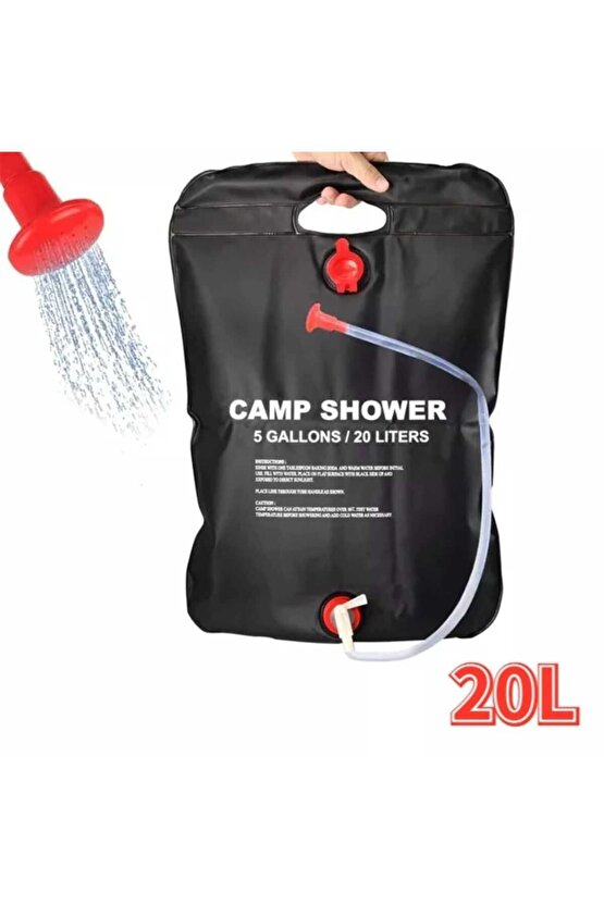 CAMP SHOWER 20L DUŞ ÇANTASI AÇMA KAPAMA MUSLUKLU DUŞ BAŞLIKLI KAMP SU ÇANTASI