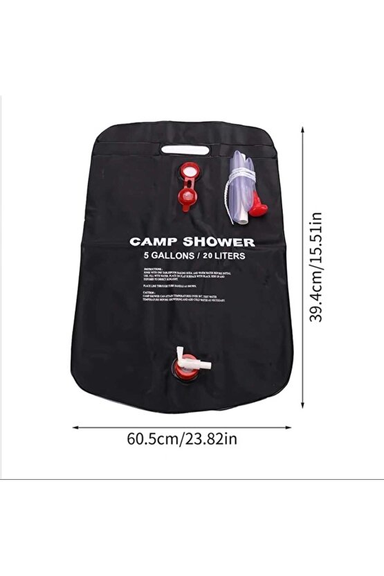 CAMP SHOWER 20L DUŞ ÇANTASI AÇMA KAPAMA MUSLUKLU DUŞ BAŞLIKLI KAMP SU ÇANTASI