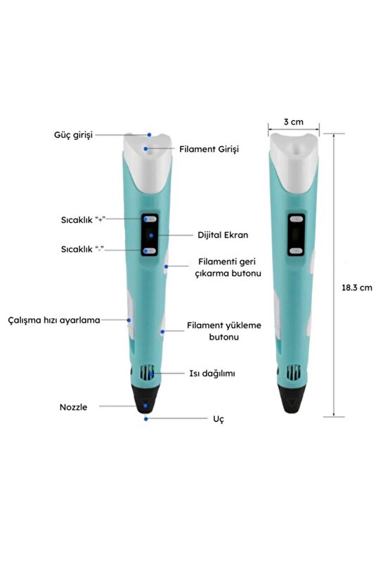 3D Kalem Yazıcı 3D Pen-2 yeni model 3 boyutlu yazıcı kalem seti oled ekranlı adaptörlü