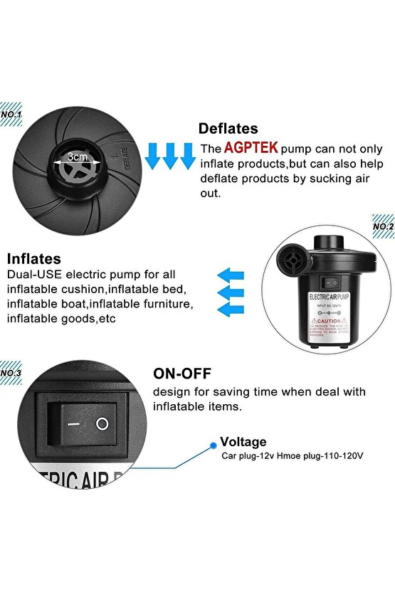 220v Elektrikli Hava Pompası Şişme Yatak Bot Simit Şişme Koltuk Deniz Yatağı Pompa Air Pump