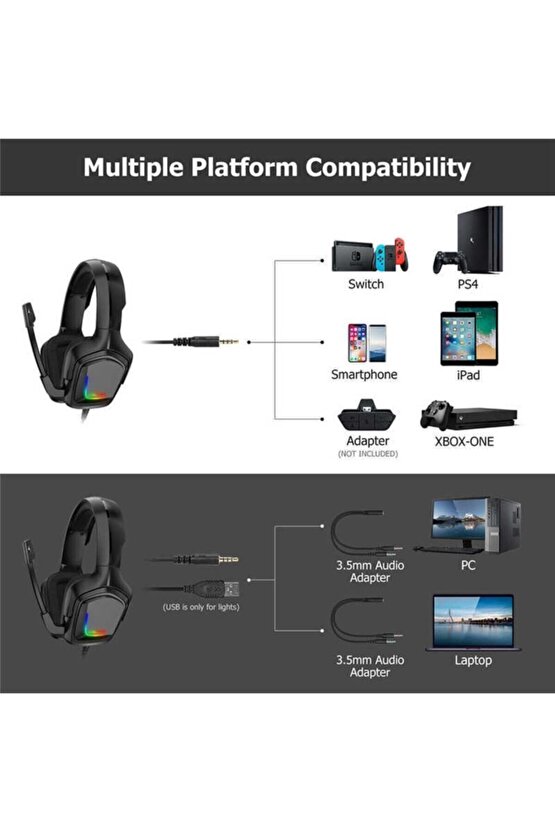 X2 Rgb Kulak Üstü Oyuncu Kulaklıgı - Siyah