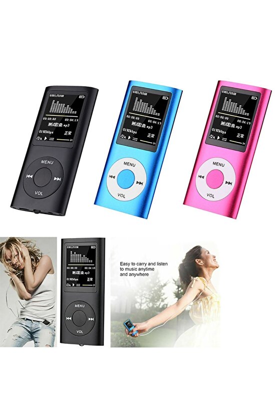 Mp3 Çalar Ses Kayıt Fm Radyo Sd Kart Girişli Mp4 Player 1.8 Inç Renkli Ekran