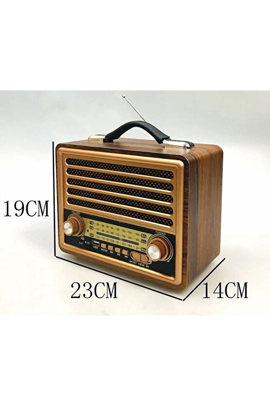 Nostaljik Radyo Bluetooth Hoparlör Fm Radio Sd Kart Usb Girişli Şarjlı Speaker