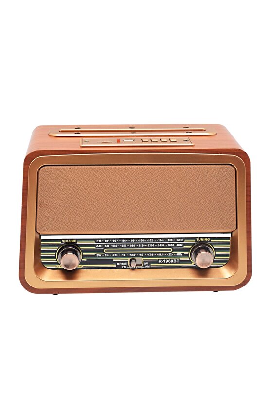 Nostaljik Radyo Bluetooth Hoparlör Fm Radio Sd Kart Usb Girişli Şarjlı Speaker