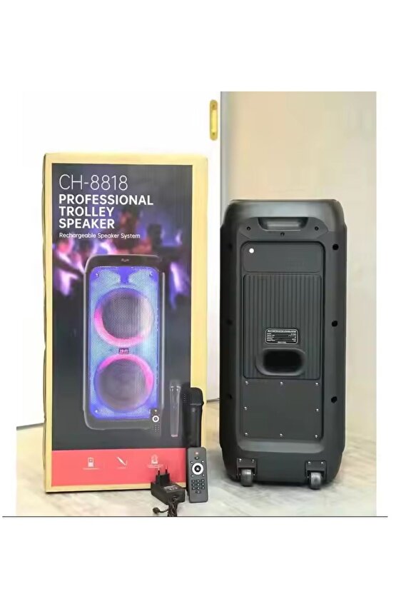 Süper Bass Büyük Boy Bluetooth Hoparlör Led Işıklı Hoparlör Kablosuz Mikrofonlu Karaoke Speaker