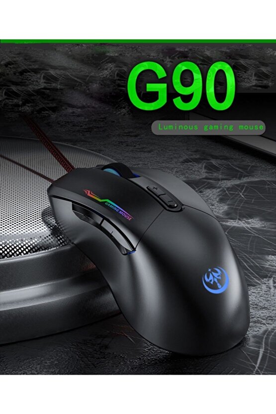 Profesyonel Rgb Led Işıklı Oyuncu Mouse 800-3200 Ayarlanabilir Dpi Gaming Mouse