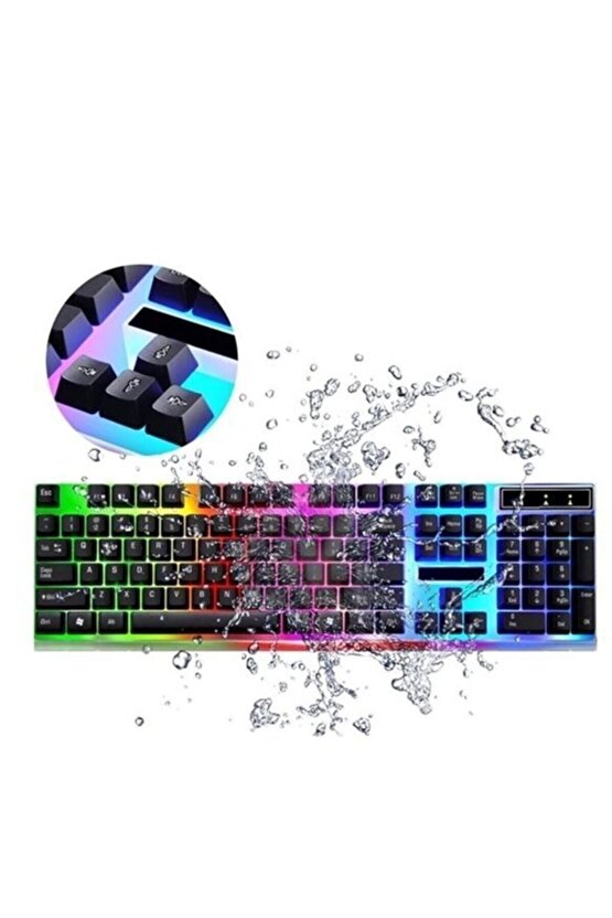 Gaming Set Kablolu Led Işıklı Oyuncu Klavye & Mouse Seti Usb Girişli