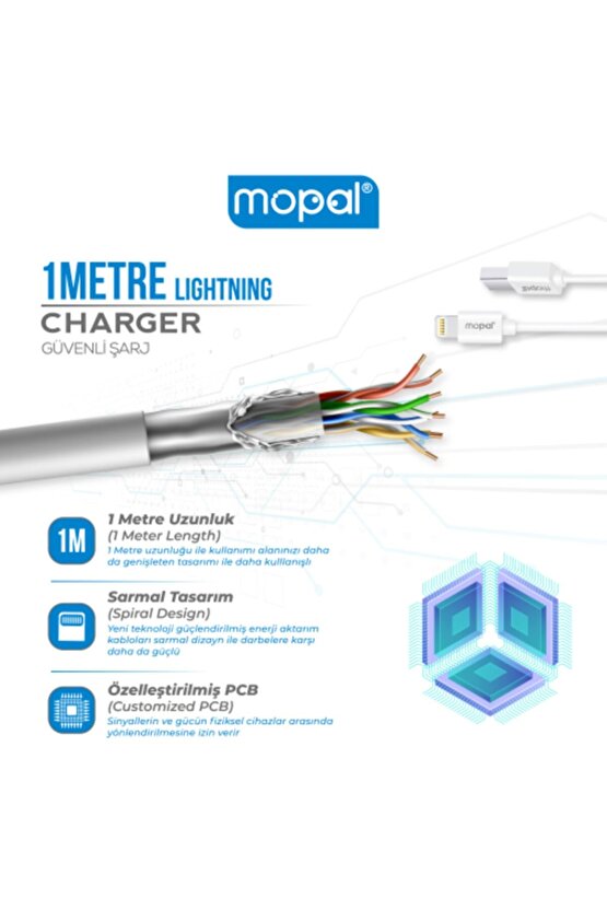 Mopal Iphone Şarj Başlığı Ve Lightning Data Kablosu 5v 1a Şarj Aleti M06