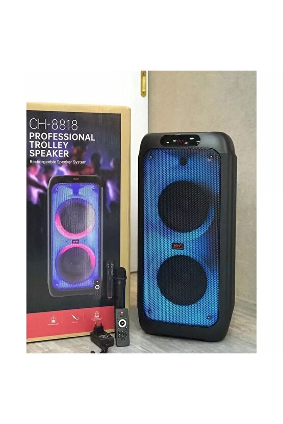 Partybox Bluetooth Hoparlör Kablosuz Mikrofonlu Ses Sistemi Gitar Bas Kabin