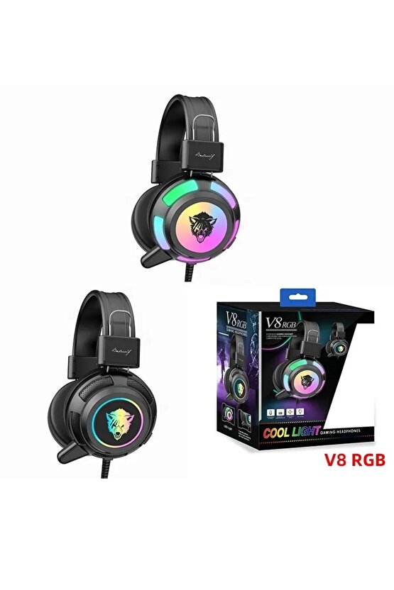 Rgb Led Işıklı Oyuncu Kulaklığı Profesyonel Gaming Headset Mikrofonlu Oyun Kulaklık V8