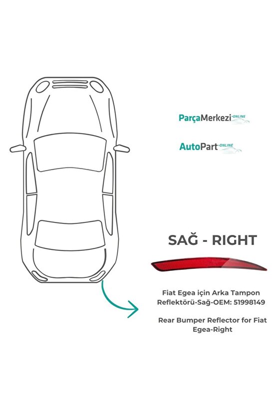 Fiat Egea için Arka Tampon Reflektörü-Sağ