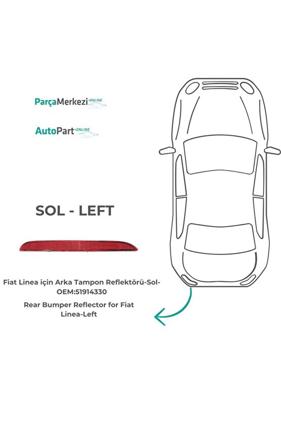 Fiat Linea için Arka Tampon Reflektörü-Sol