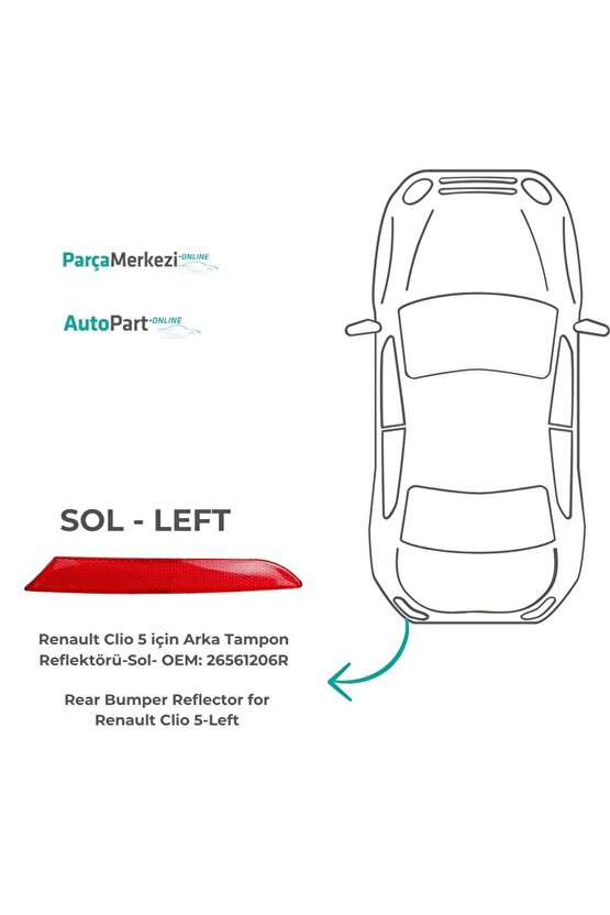 Renault Clio 5 için Arka Tampon Reflektörü-Sol