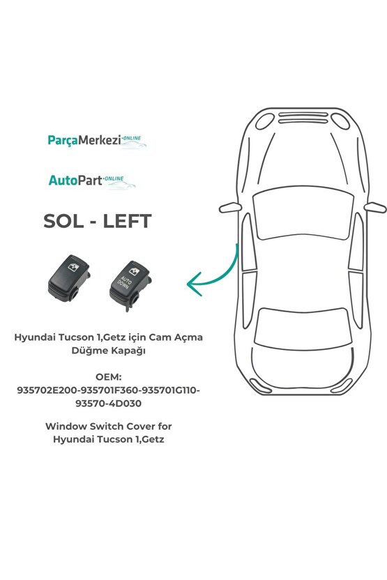 Hyundai Tucson 1,Getz için Cam Açma Düğme Kapağı