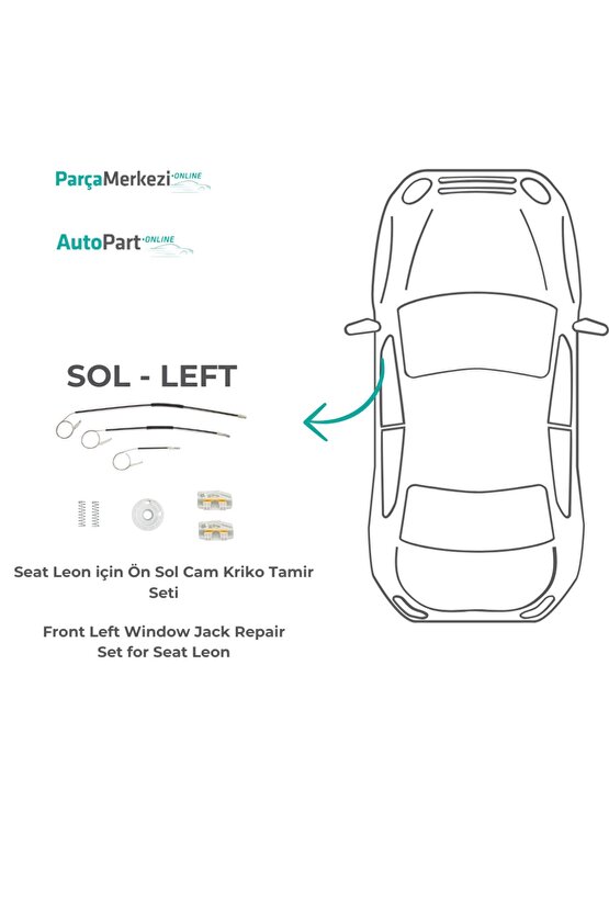 Seat Leon için Ön Sol Cam Kriko Tamir Seti