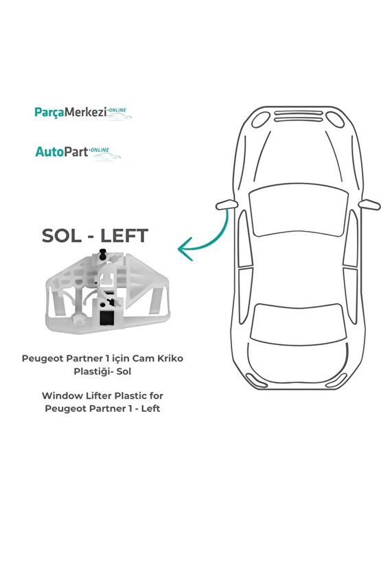 Peugeot Partner 1 için Cam Kriko Plastiği- Sol