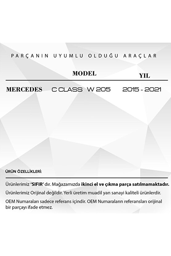 Mercedes C Class W205 Için Far Tamir Takımı - Sağ-sol Set