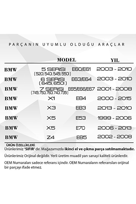 Bmw E87,e46,e90,e60,e64,e66,x1, X5 E70 E85 Için Vanos Conta Seti