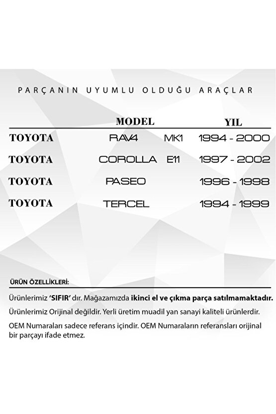 Toyota Rav4, Corolla, Paseo, Tercel Için Kontak Şaftı Kilit Silindir Mili