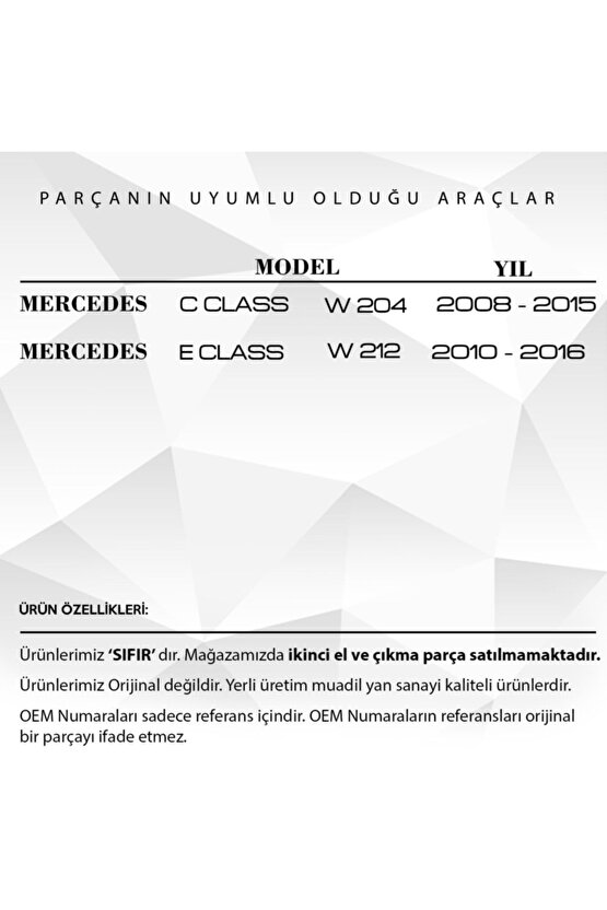 Mercedes C Class W204, E Class W212 Için Torpido Mandalı (gri)