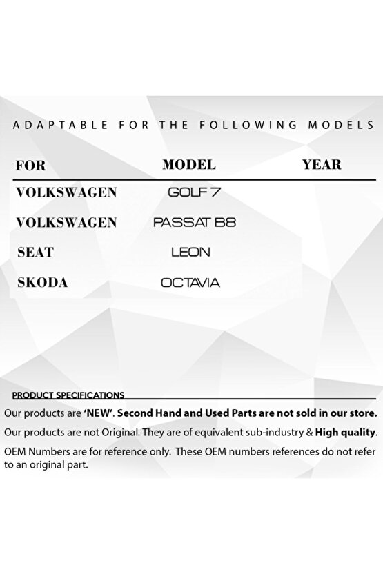 Volkswagen Golf 7 Passat B8 Seat Leon Skoda Octavia Uyumlu Cam Düğme Kapağı