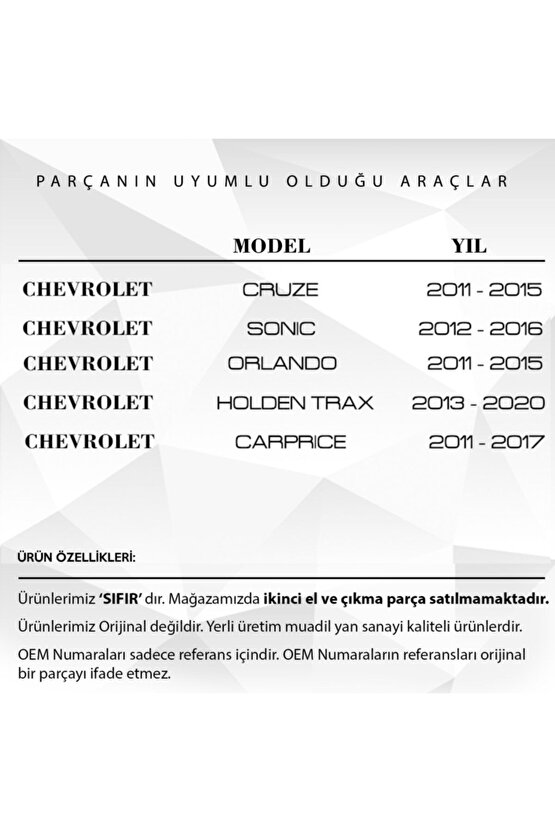 Chevrolet Cruze, Opel Astra J, Mokka Için Tavan Anten Çubuğu