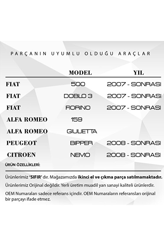 Fiat Doblo 3, Peugeot, Alfa Romeo, Citroen Için Silecek Suyu Depo Kapağı