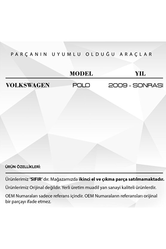 Volkswagen Polo Için Motor Kaput Üst Kilidi