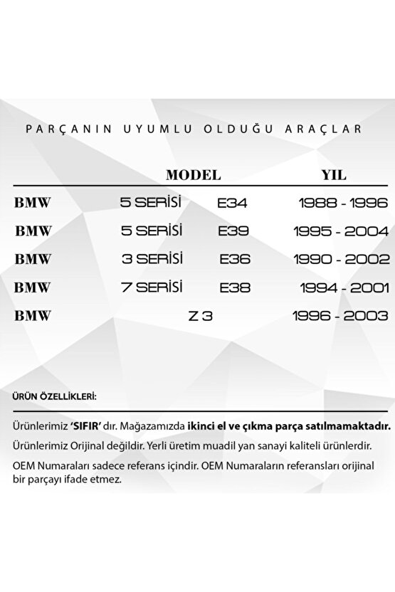 Bmw E34, E36, E38, E39, Z3 Için Vanos Tamir Takımı Seti