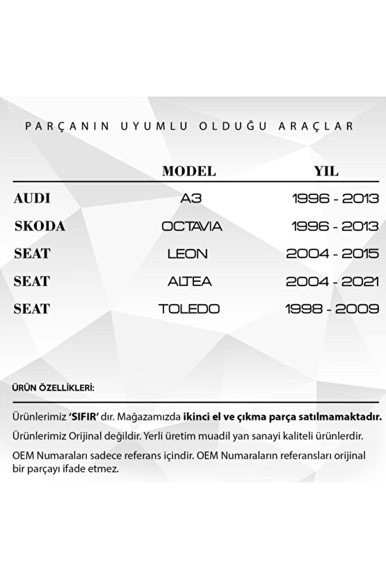 Vw Golf 5, Seat Leon, Audi A3, Skoda Için Emme Manifold Contası