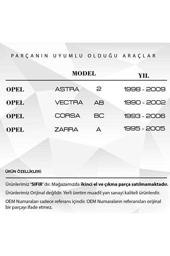 Opel Astra,vectra,corsa Için Jant Kapak Açma Anahtar Tamir Seti