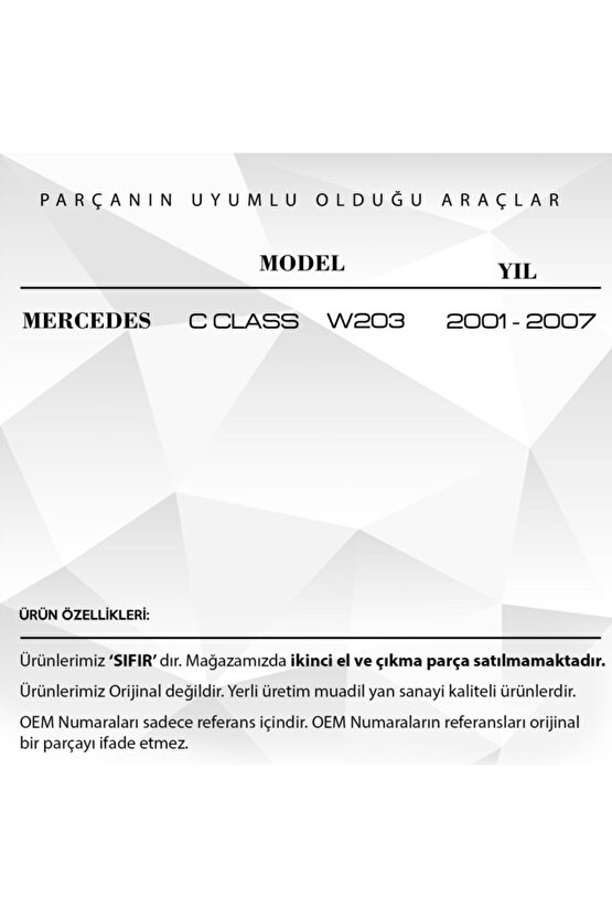 Mercedes C Class W203 2001-2007 Için Güneşlik Ayna Kapak Bej Renk