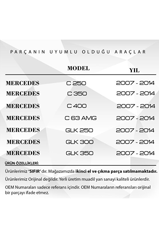 Mercedes Glk Class, C Class W204 Için Kapı Iç Açma Kolu Sol Parlak Nikelaj