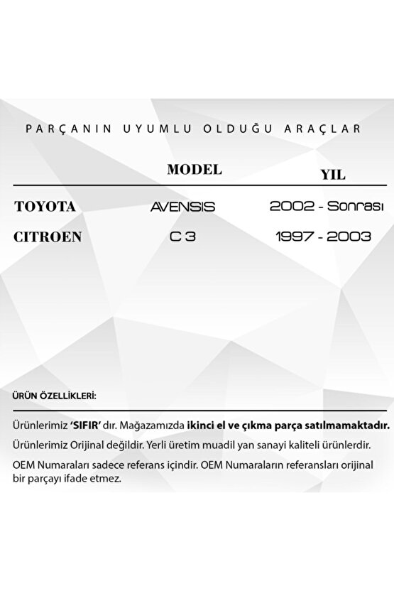 Citroen C3 Için Sunroof Motor Tamir Kiti Takım