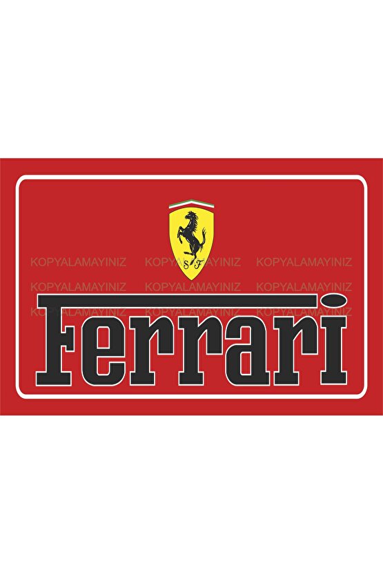 klasik nostaljik araba ferrari logo arma ev dekorasyon tablo retro ahşap poster