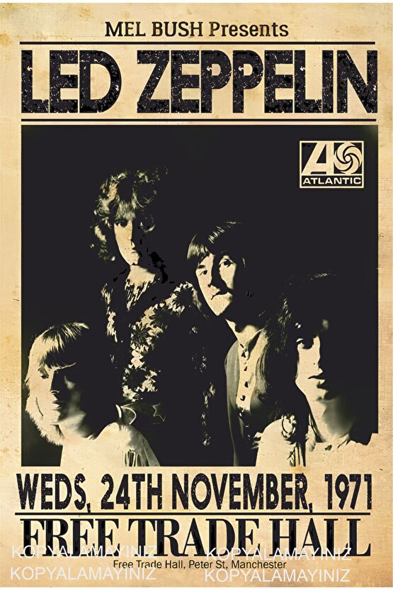 led zeppelin rock müzik konser afişi ev dekorasyon tablo retro ahşap poster