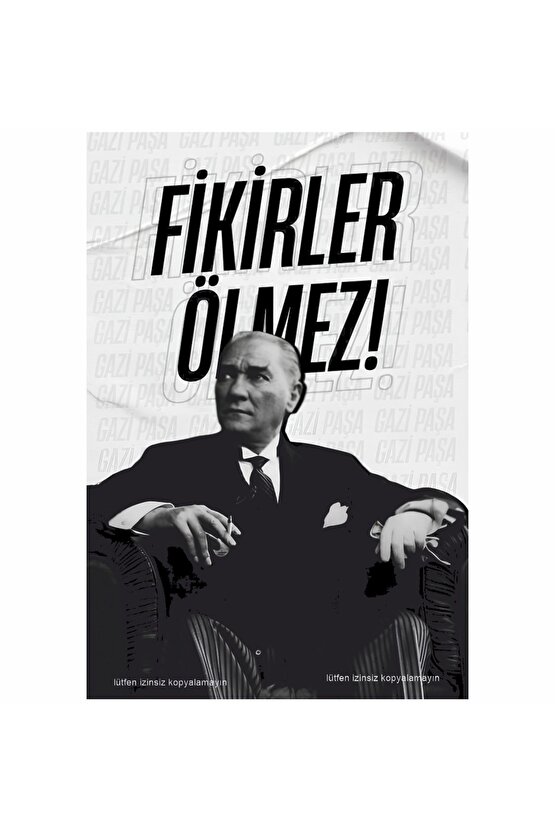 Mustafa kemal Atatürk fikirler ölmez ev dekorasyon tablo retro ahşap poster