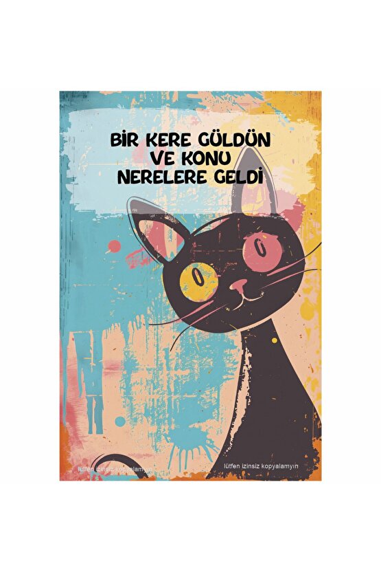 kedi edebiyat motivasyon aşk sözleri ev dekorasyon tablo retro ahşap poster