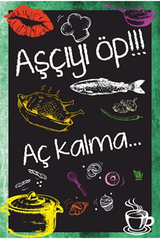 Aşçıyı Öp Mutfak Retro Ahşap Poster