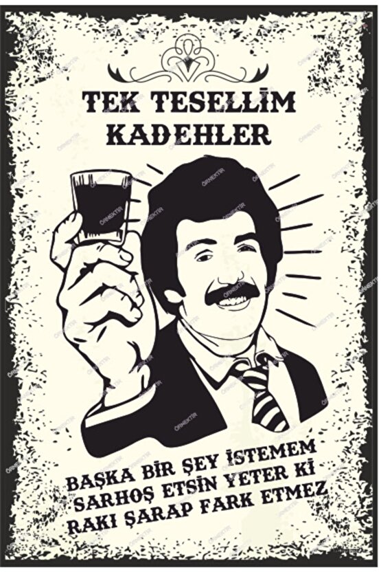 Müslüm Gürses Tek Tesellim Kadehler Retro Vintage Ahşap Poster