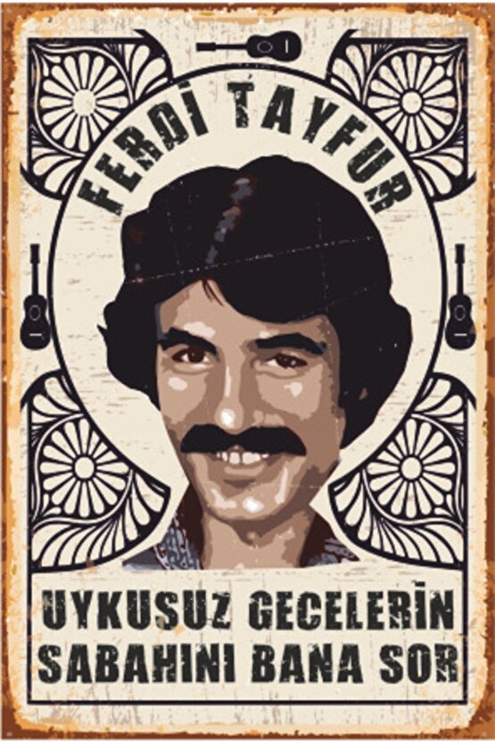 Ferdi Tayfur Arabeskin Kralları Serisi Retro Vintage Ahşap Poster 20 Cm X 30 Cm