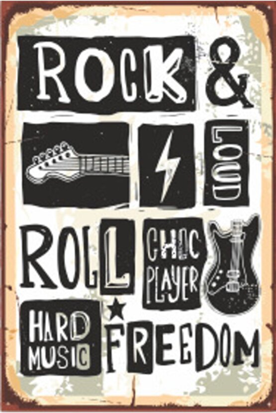 Rock Roll Festival Retro Ahşap Poster 20x30 cm