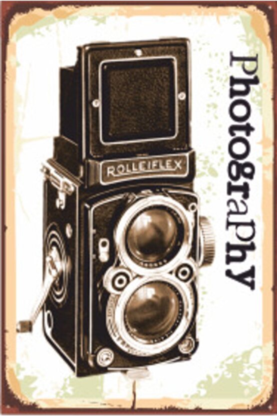 Vintage Fotoğraraf Makinesi Retro Ahşap Poster 20x30 Cm