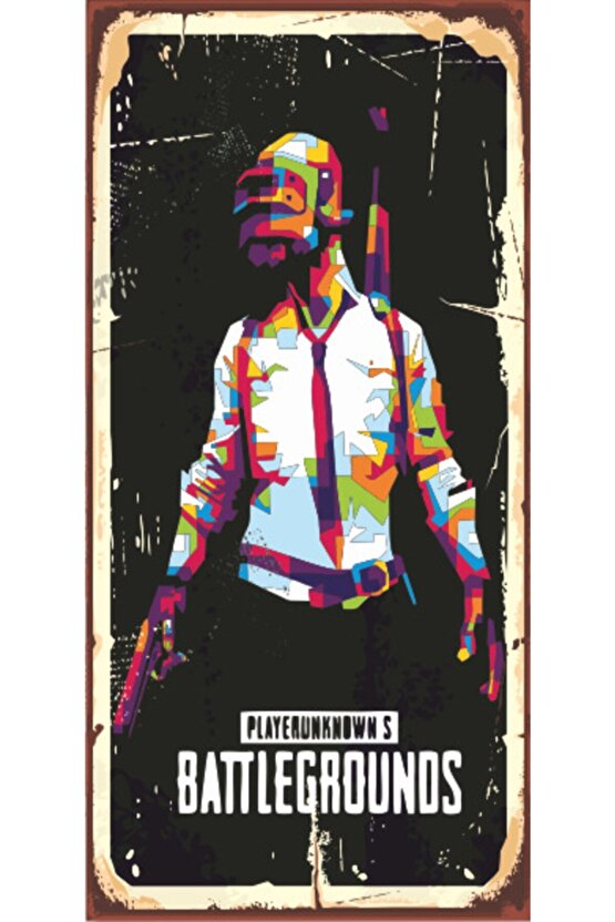 Pubg Oyun (10 Cm X 20 Cm) Mini Retro Ahşap Poster