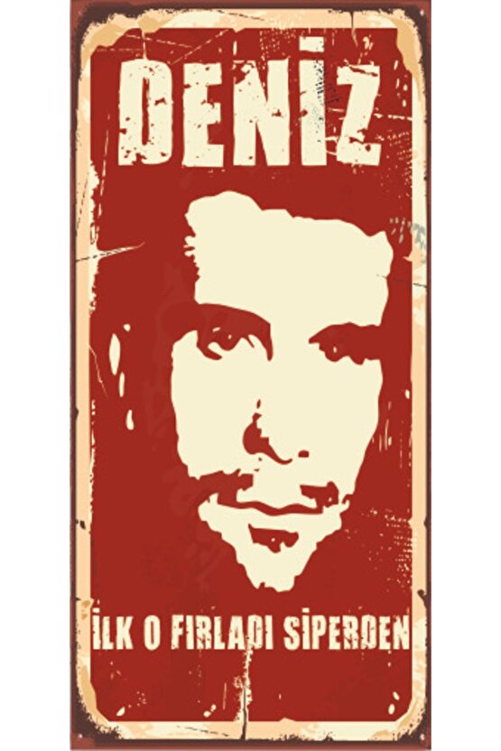 Deniz Gezmiş (10 Cm X 20 Cm) Mini Retro Ahşap Poster