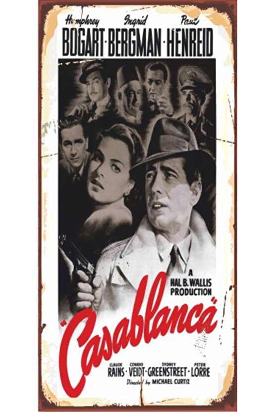 Casablanca Sinema (10 Cm X 20 Cm) Mini Retro Ahşap Poster