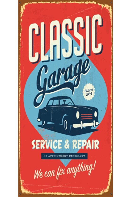 Classic Garage (10 Cm X 20 Cm) Mini Retro Ahşap Poster